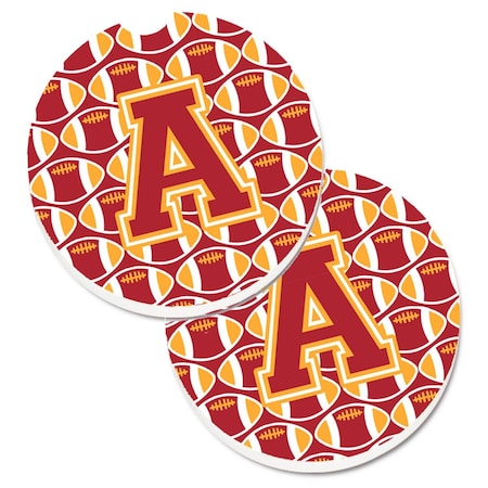 Carolines Treasures Letter A Football Cardinal and Gold Set of 2 Cup Holder Car Coaster CJ1070-ACARC